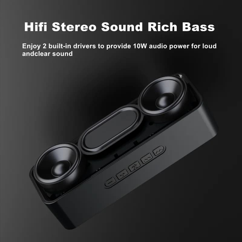 Bluetooth Speaker Portable Wireless,10W Dual Driver Stereo Loud Bass,TWS FM TF USB AUX Hands-Free,BT 5.0 10H Home Outdoor Party