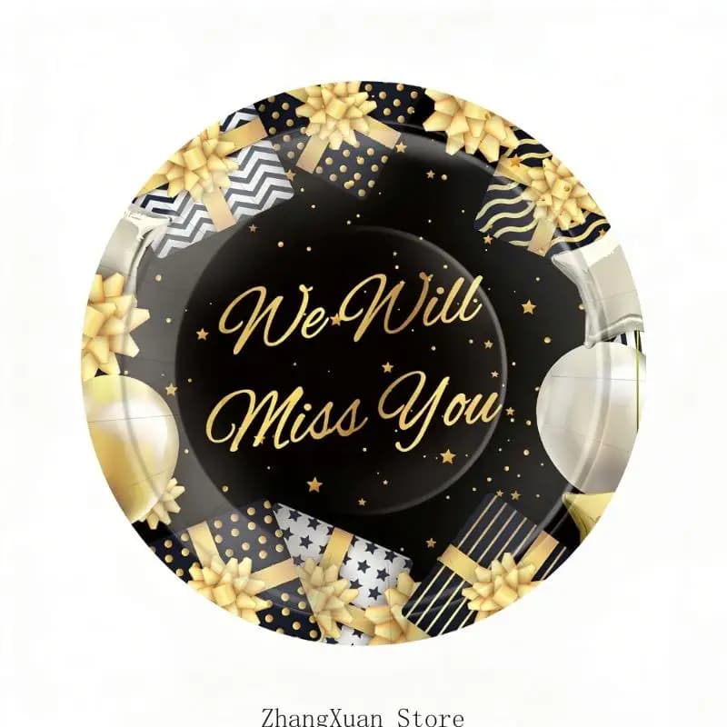 Elegant Dark And Shimmering Retirement Party Decorations Set Designed With High Quality White Cardstock For A Special