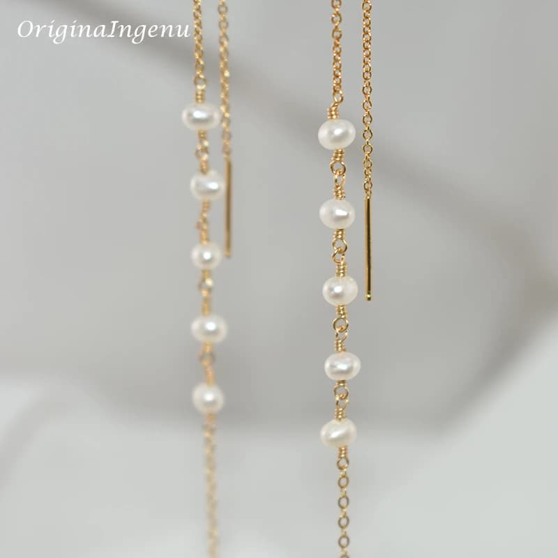 Natural Pearl Drop Earrings 14K Gold Filled
