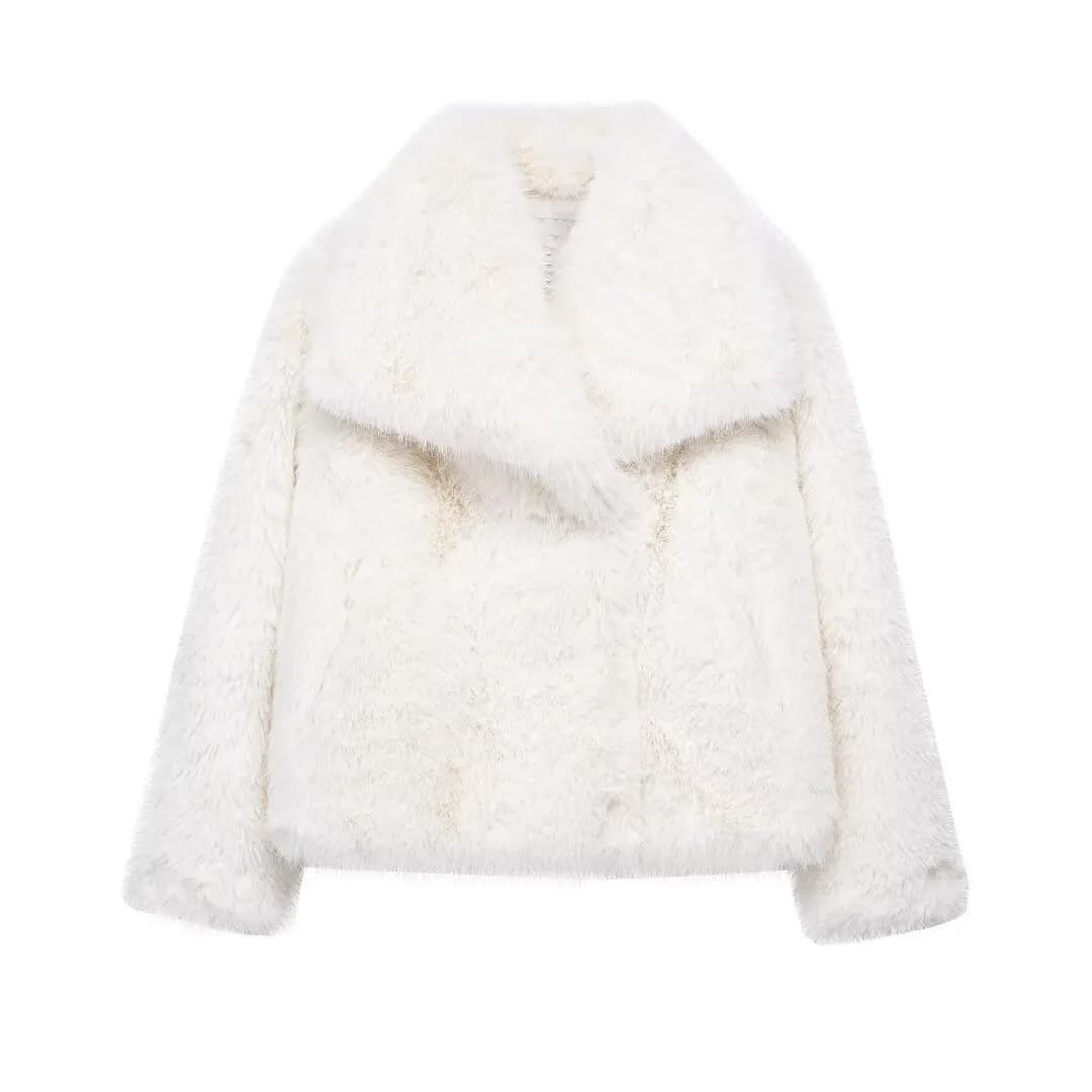 Women's Cropped Faux Fur Cardigan Coat
