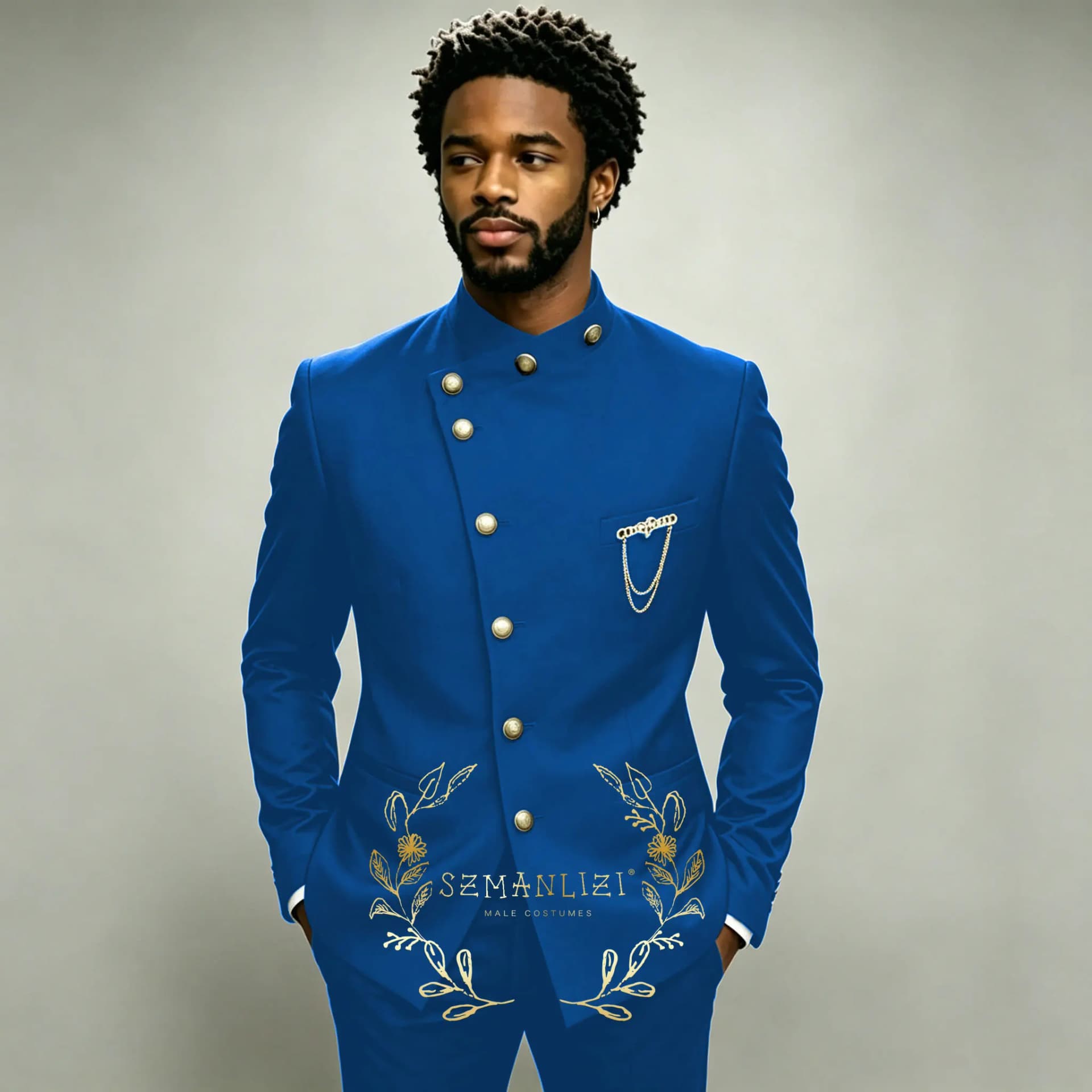 Navy Double Breasted Slim Fit Formal Suit