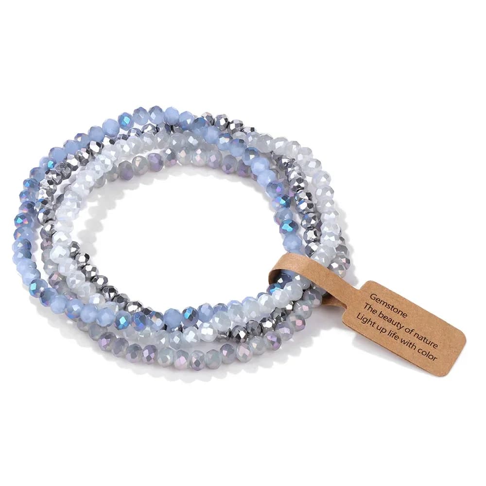 Faceted Glass Bead Stretch Bracelets Set