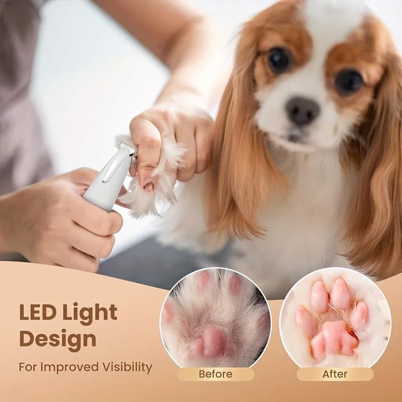 Pet Grooming Kit with Cordless Trimmer and LED Light