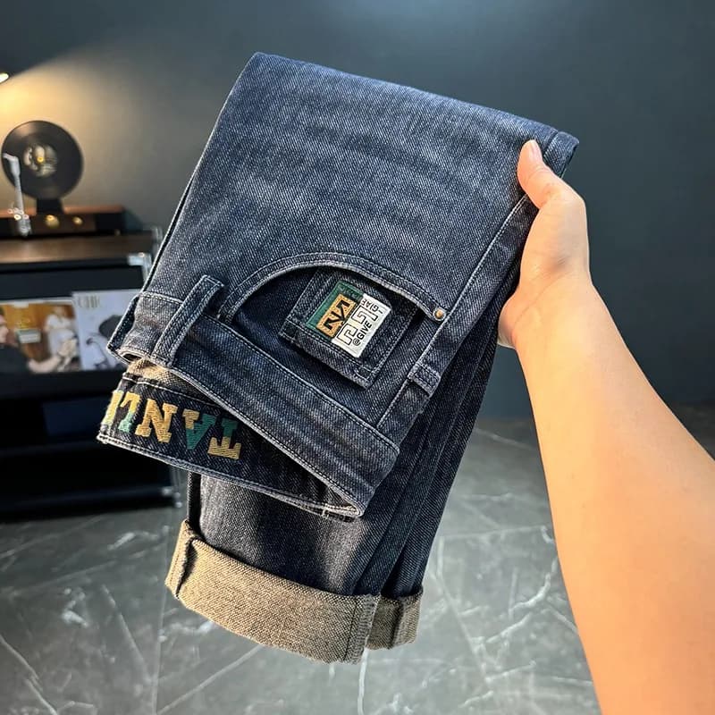 Embroidered Straight Leg Stretch Jeans