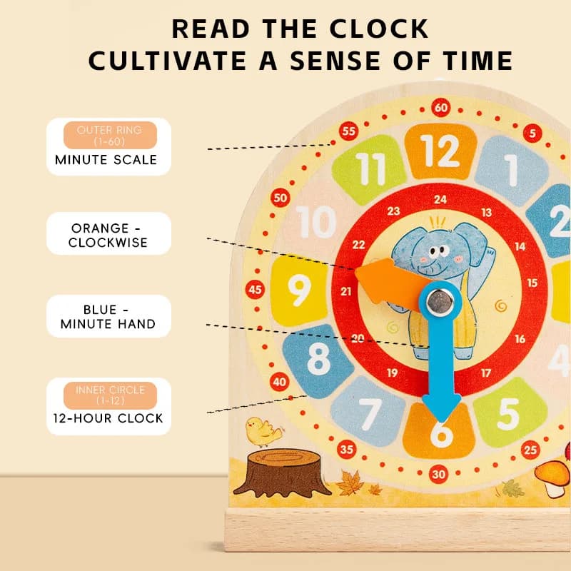Kids Educational Learning Toys Wood Clock Game for Children To Learn Reading Time Early Teaching Aids Basic Skill Practice