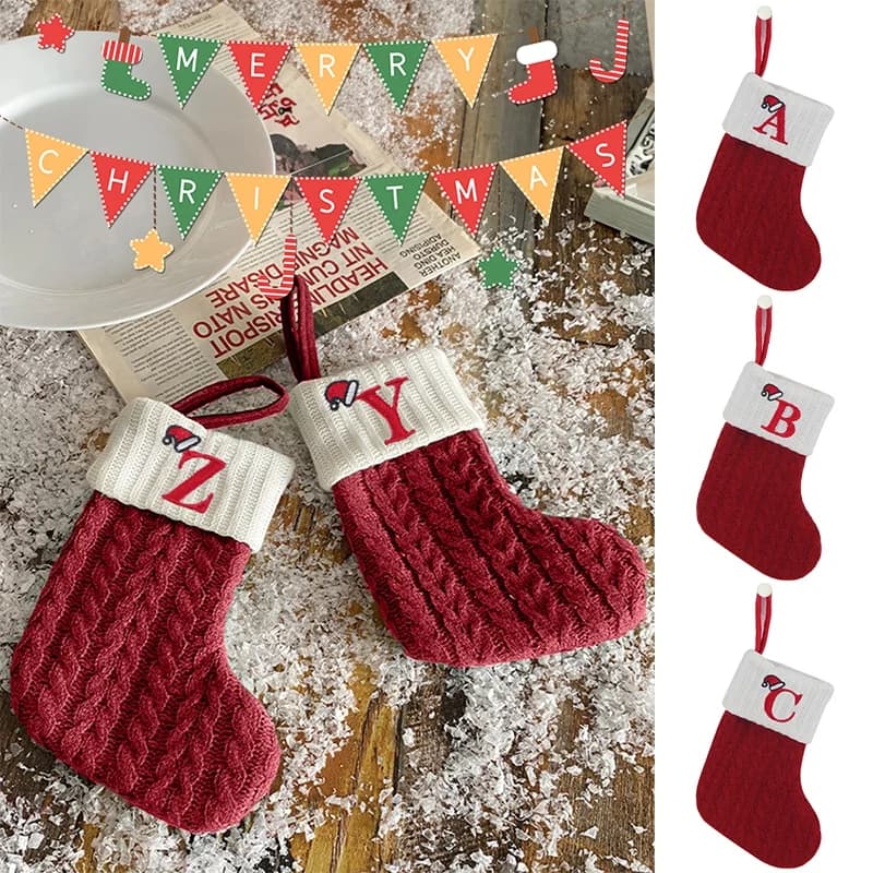 Christmas Stocking with Snowflake Embroidered Design