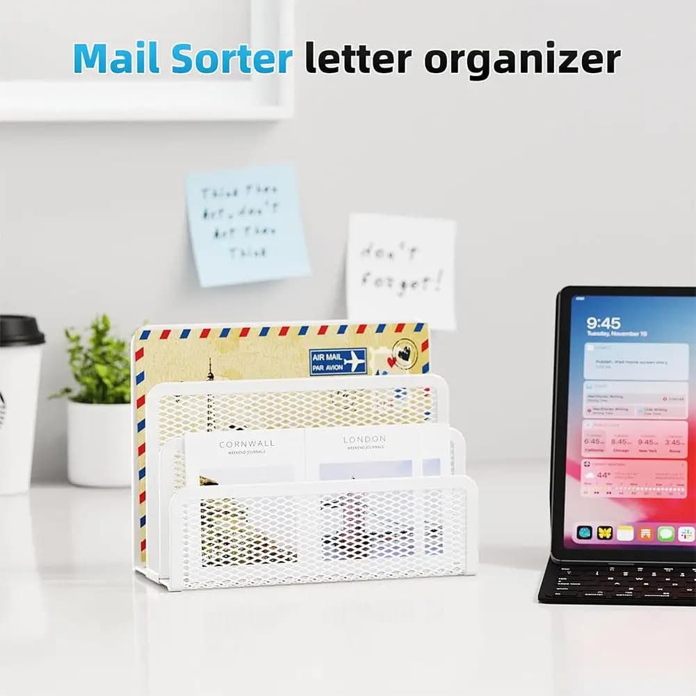Three-Tier Metal Mesh Desk Mail Organizer