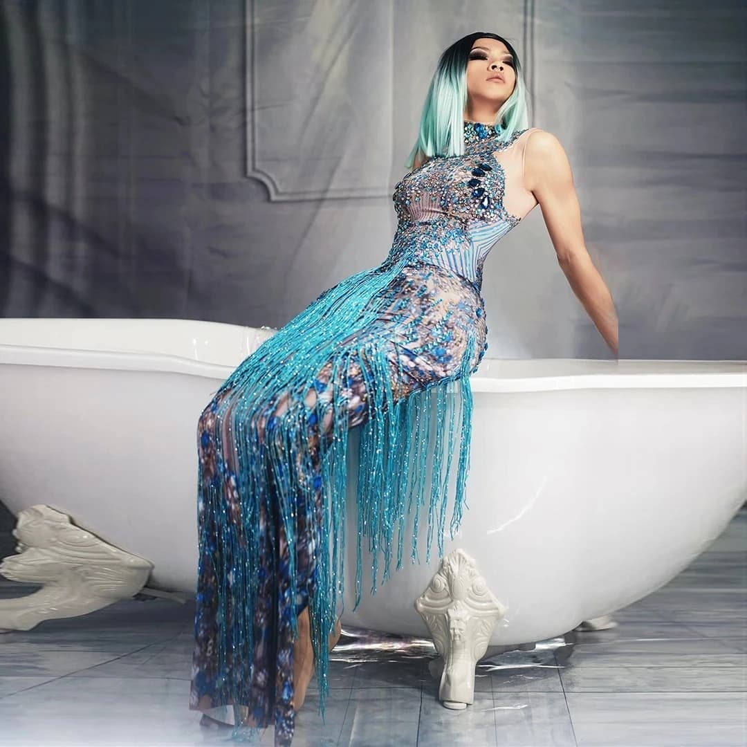 Sparkly Fringe Tassel Performance Dress