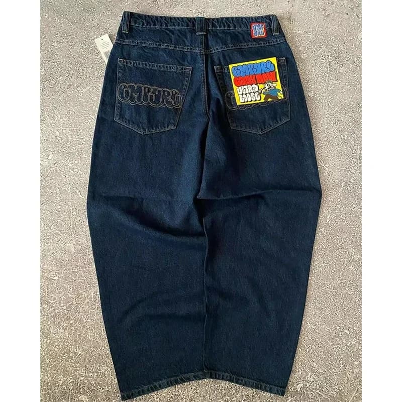 Women's High-Waist Straight-Leg Embroidered Denim