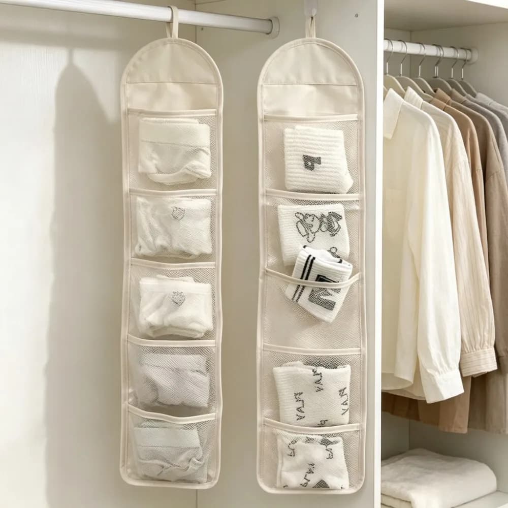 Hanging Closet Organizer with Mesh Pockets