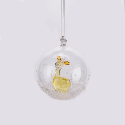 Crystal Glass Ball Ornament with Ribbon Hanger