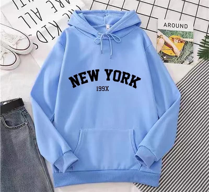 Women's Oversized Fleece Hoodie with NY Graphic