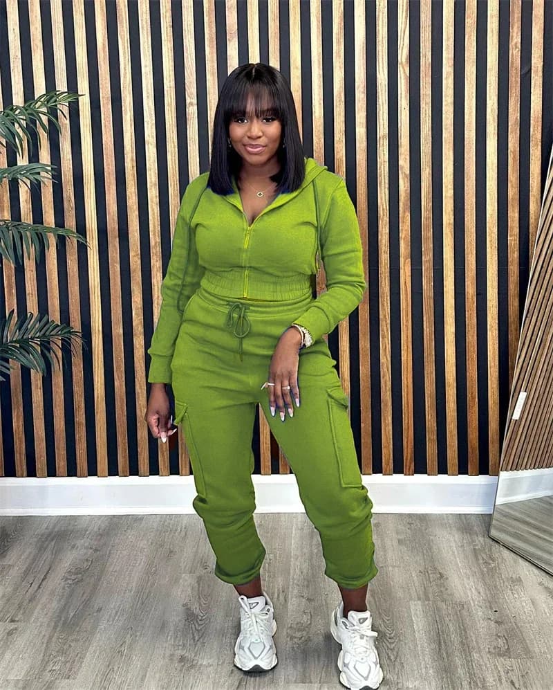 Women's Hooded Bomber Tracksuit with Cargo Joggers