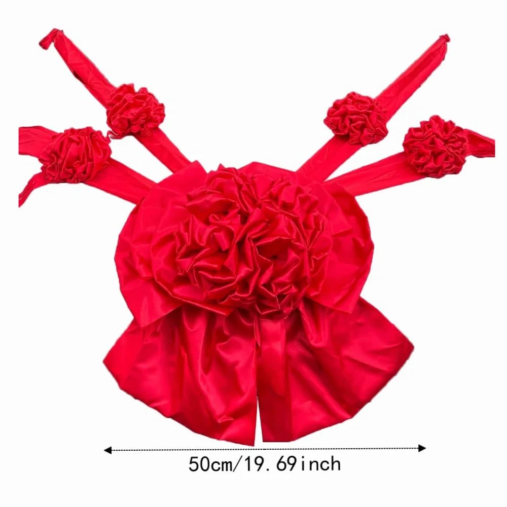 Large Wedding Car Front Decor Full Set Romantic Floral Ball Flower Arrangement Ribbon Bows Bridal Main Car Decor