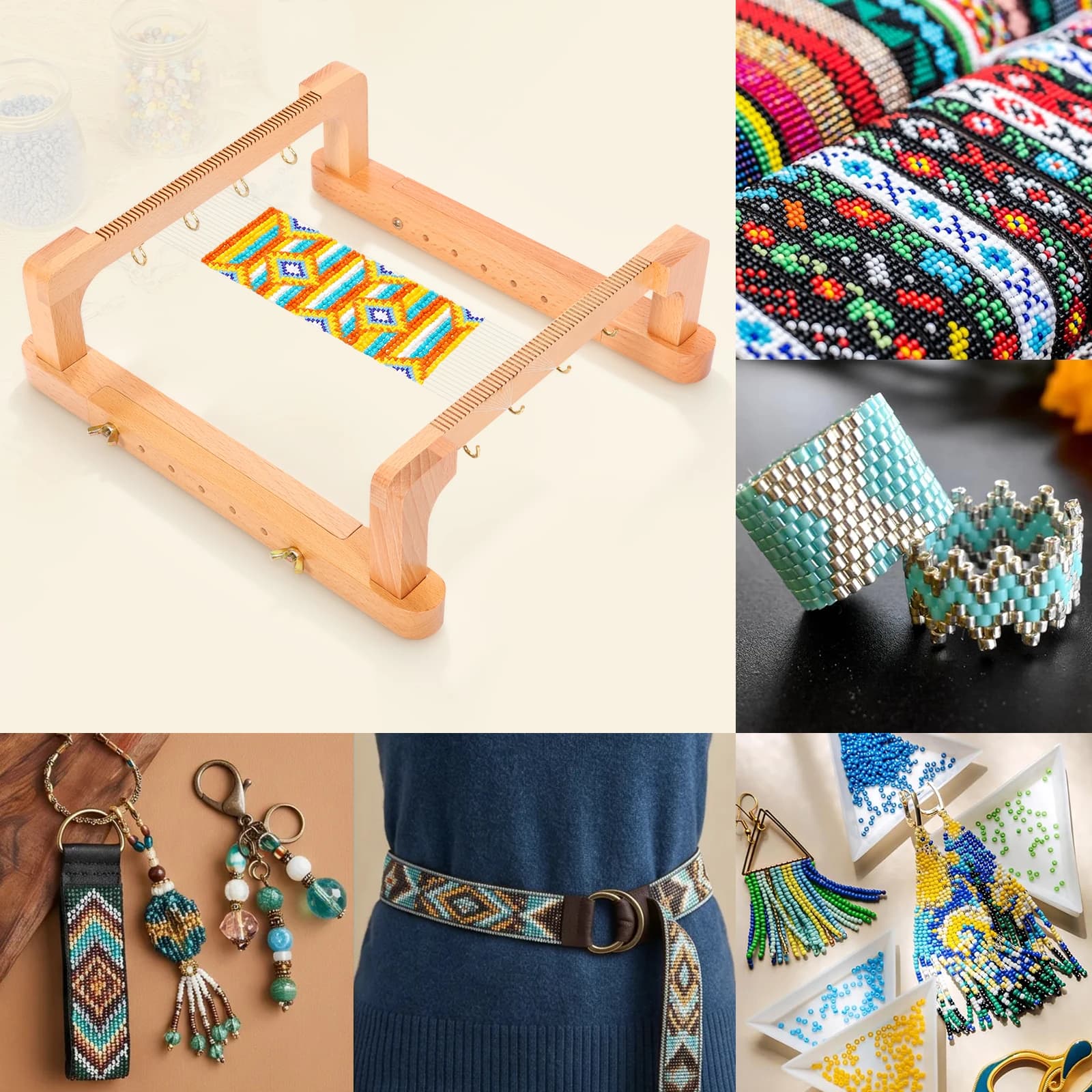 Adjustable Wood Bead Loom for Jewelry Making