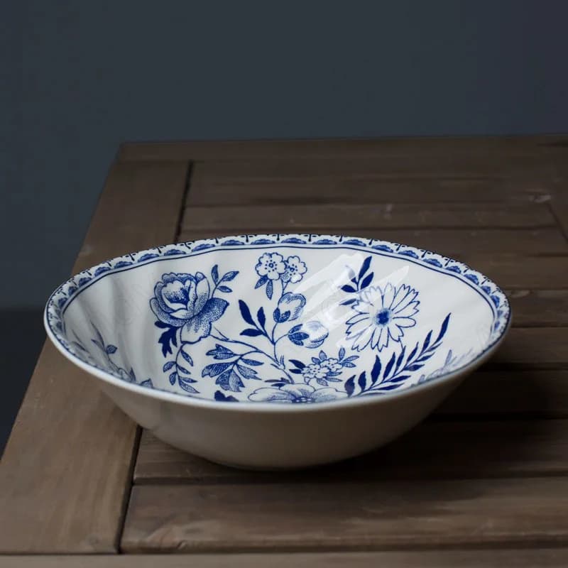 Blue and White Ceramic Dinner Plate Set