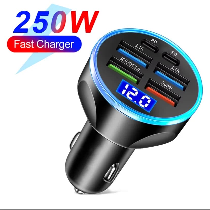 250W PD Car Charger with Digital Display