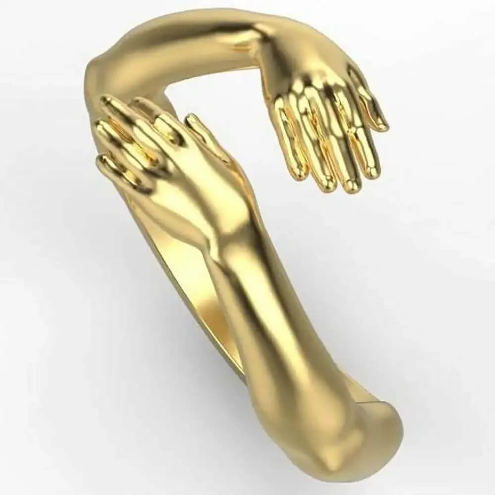Hands Hug Open Adjustable Ring