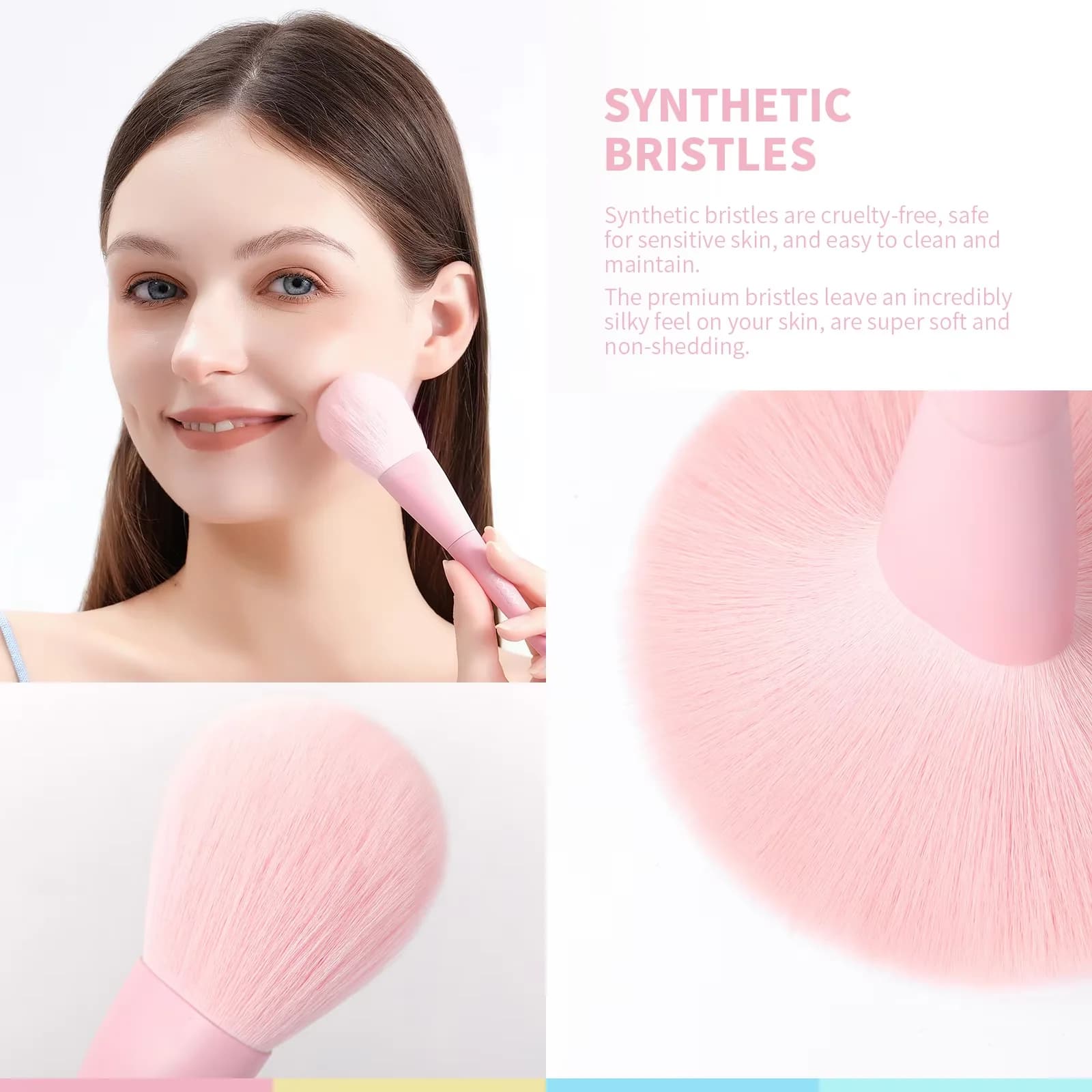 17-Piece Colorful Eyeshadow and Foundation Brush Set