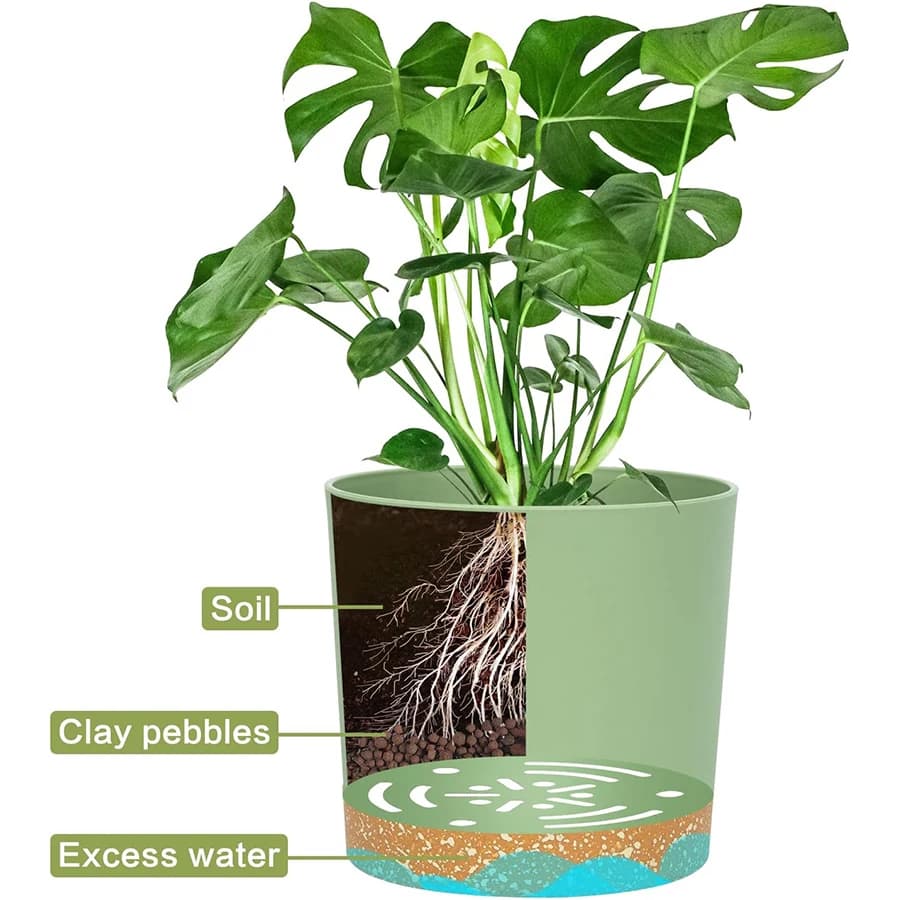 Plant Pots with Drainage Holes and Saucer, 2-Pack