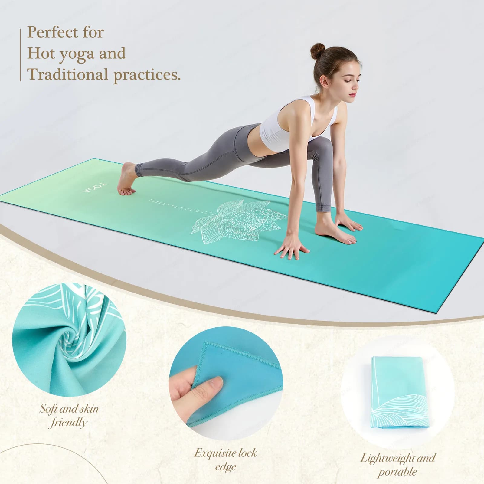 Yoga Mat Towel with Foot Loops