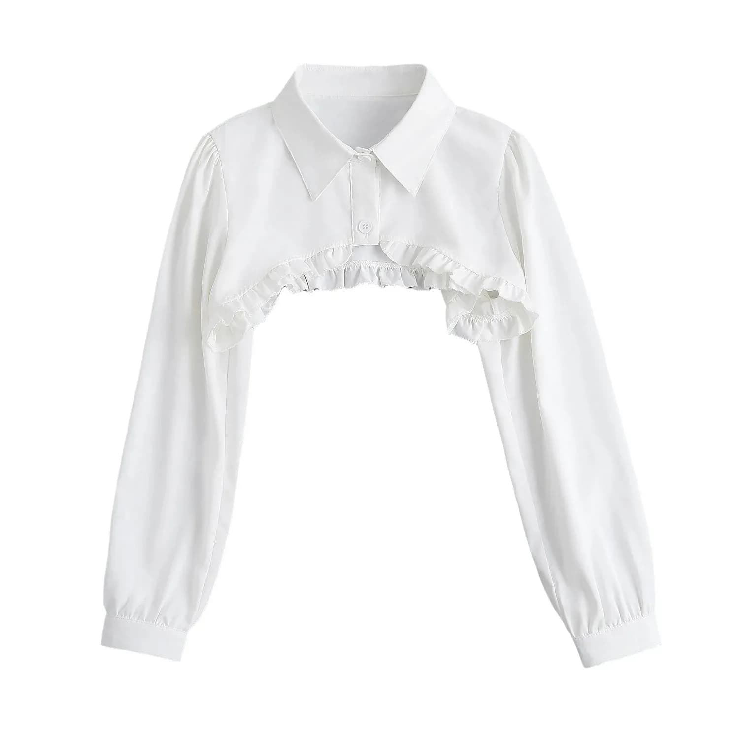 Ruffle Long Sleeve Bolero Crop Top