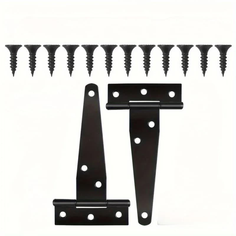 4 Inch Heavy-Duty Black T-Hinges with Screws