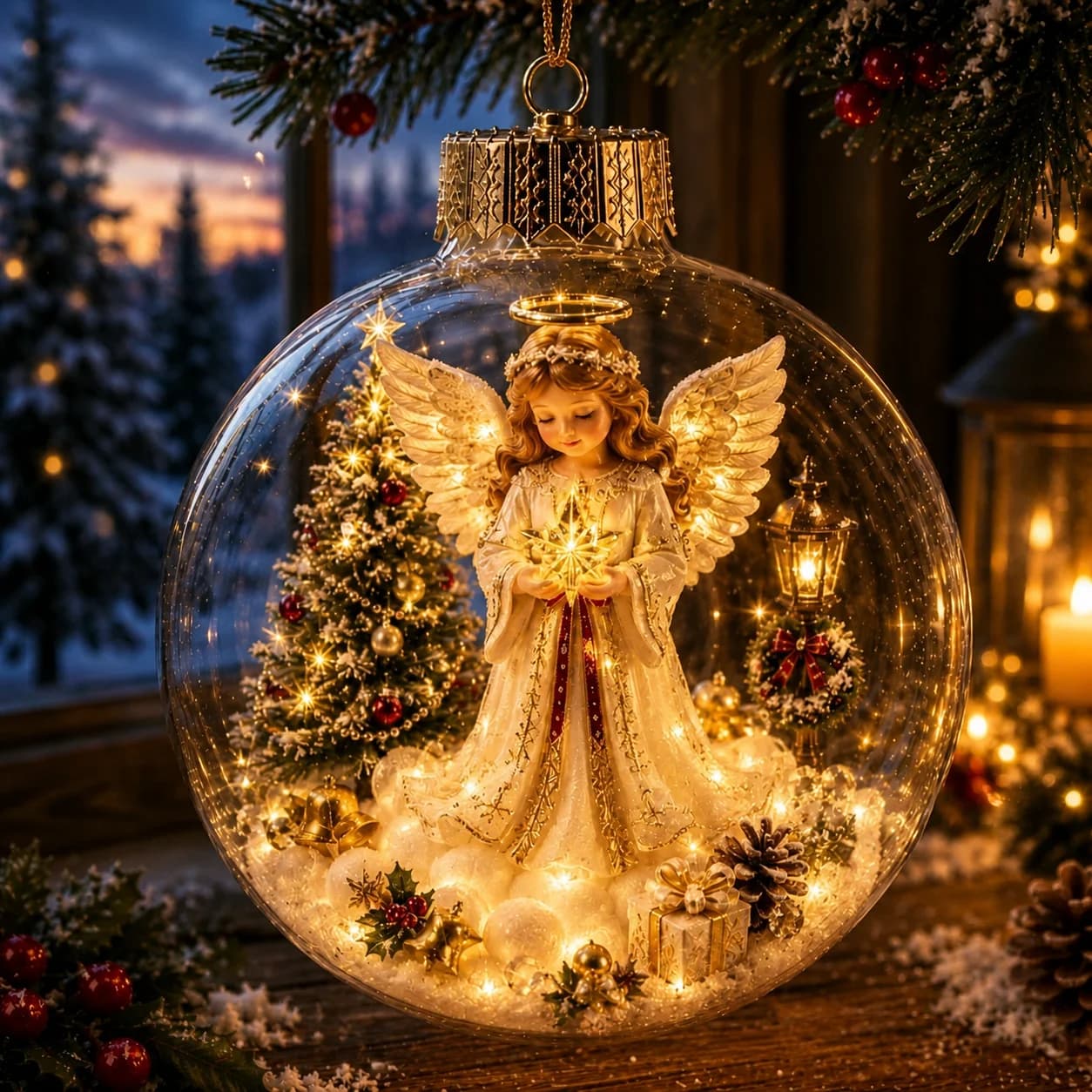 Lighted Glass Christmas Ball Ornament