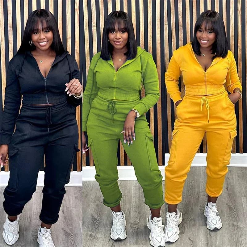 Women's Hooded Bomber Tracksuit with Cargo Joggers