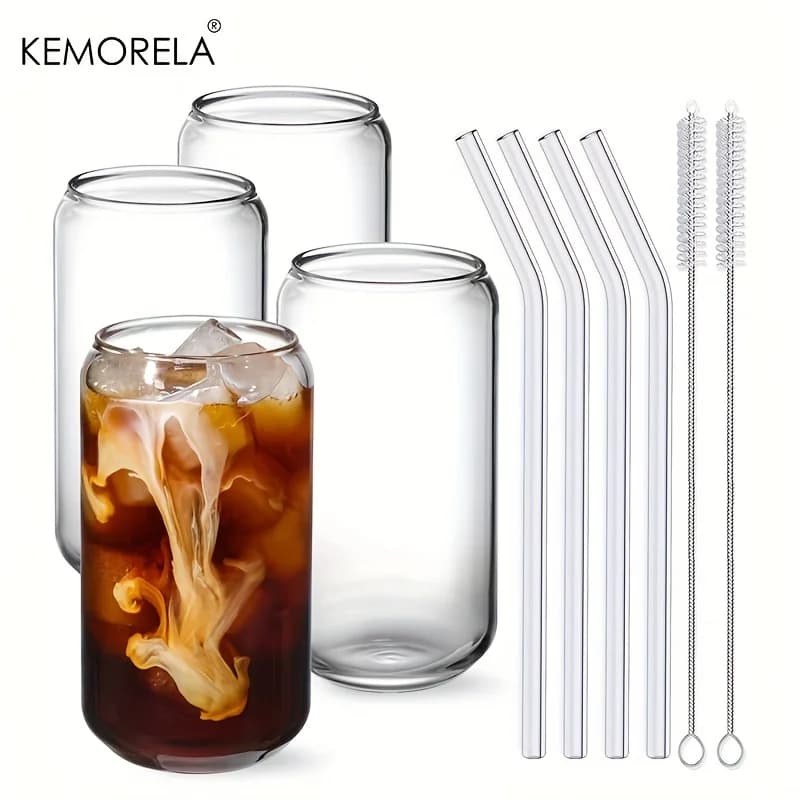 Can-Shaped Glass Drinking Glasses Set of 4
