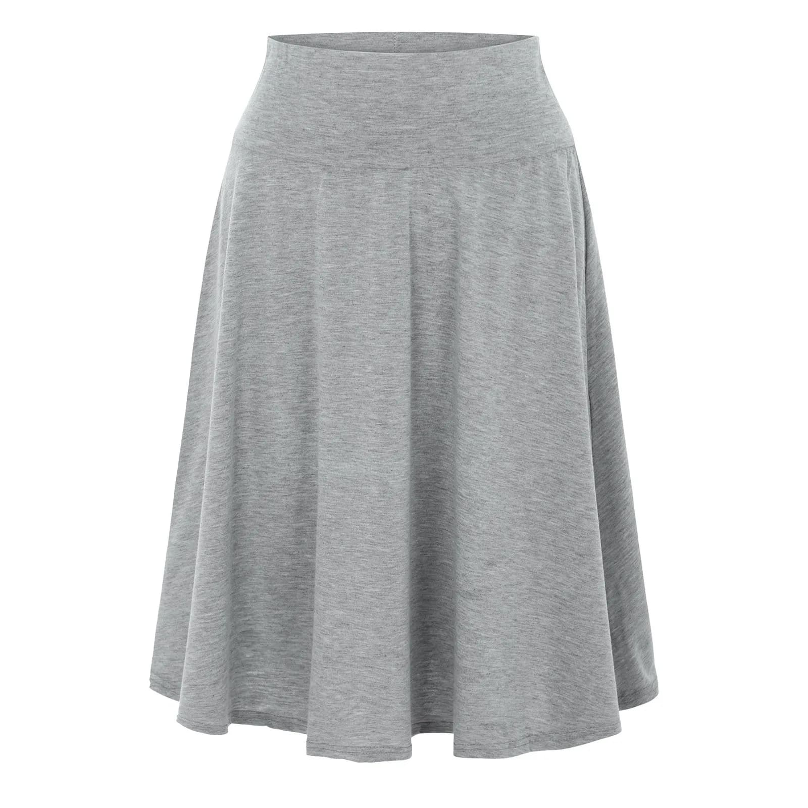 Women's High Waist Elastic Knee Length Skirt