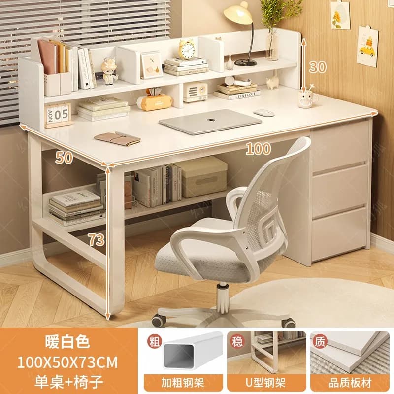 White Drawer Office Desk Fancy Organizer Ergonomic Computer Vanity Office Desk Study Sedentary Biurka Komputerowe Furnitures