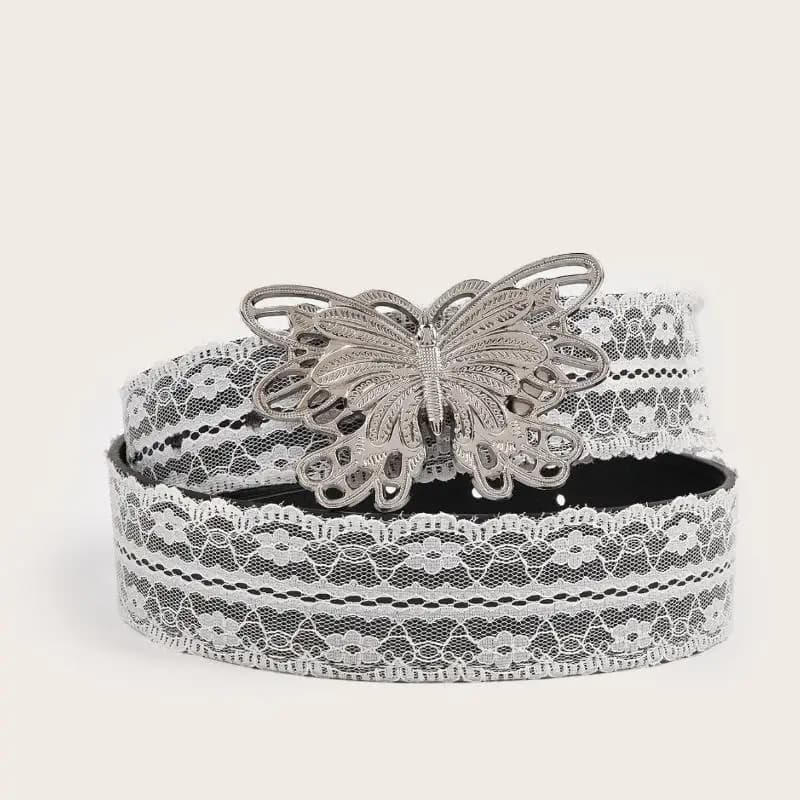 Beautiful White Floral Lace Waist Belt; Adjustable All-match Fashion Accent for Women; Casual Waist Strap Decor Accessory Gift.