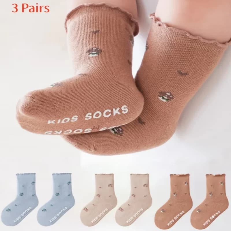 Kids Cotton Print Socks 3-Pair Pack