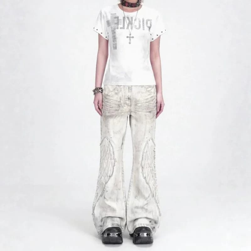 Men's White Wide Leg Casual Jeans