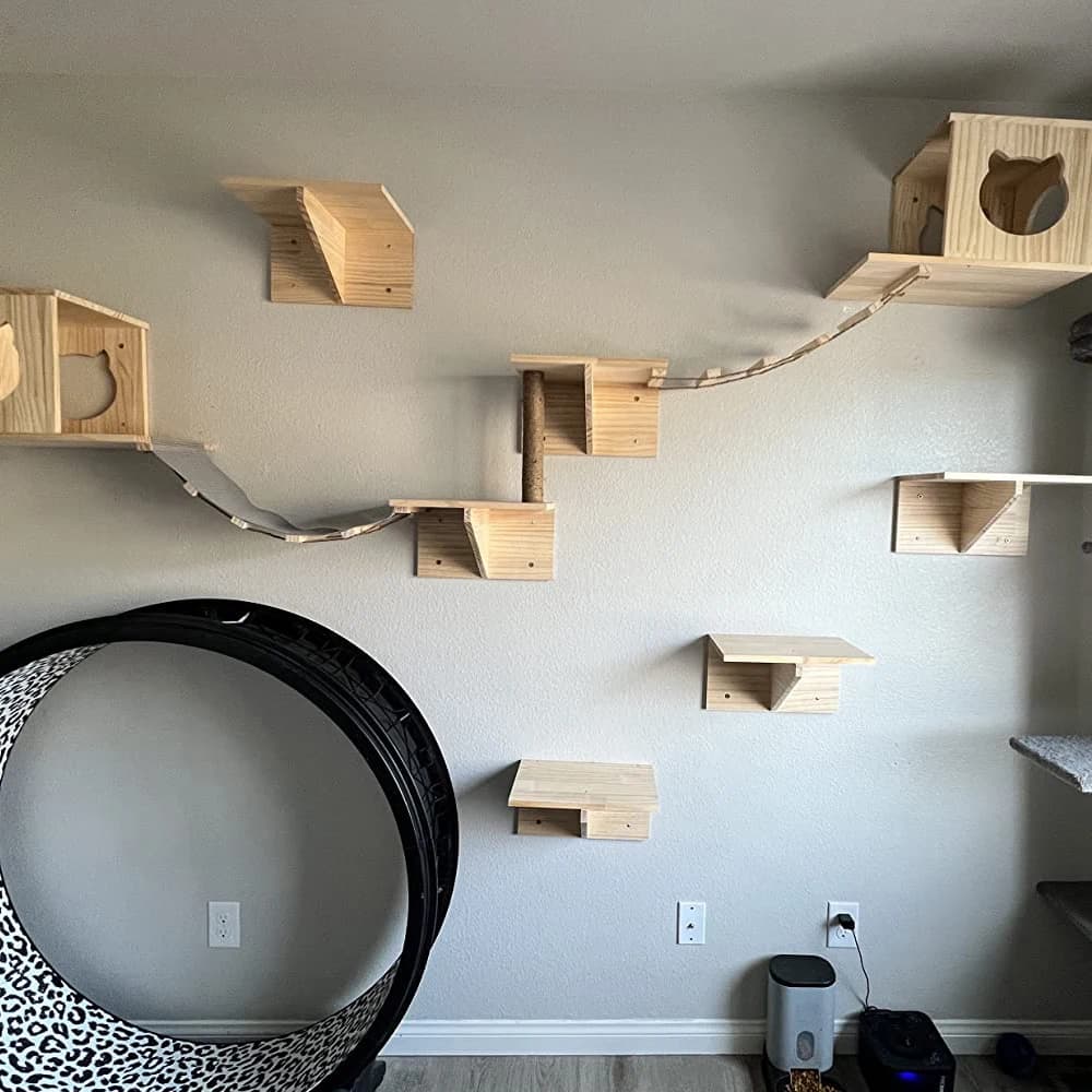 Wall-Mounted Cat Climber Set with Shelves