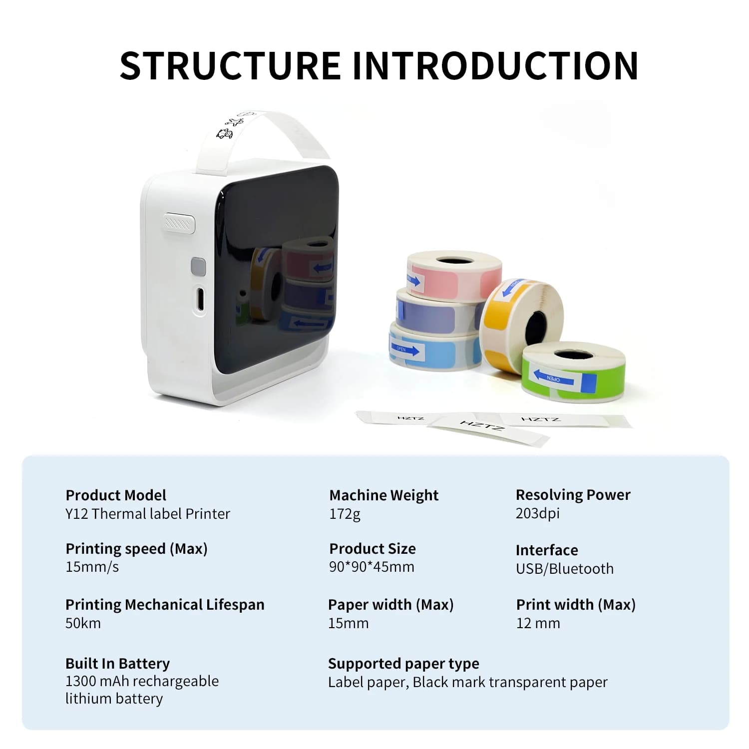 Portable Wireless Label Maker with Paper Roll