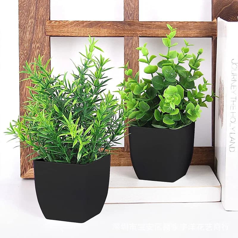 Small Artificial Bonsai Plant in Black Pot