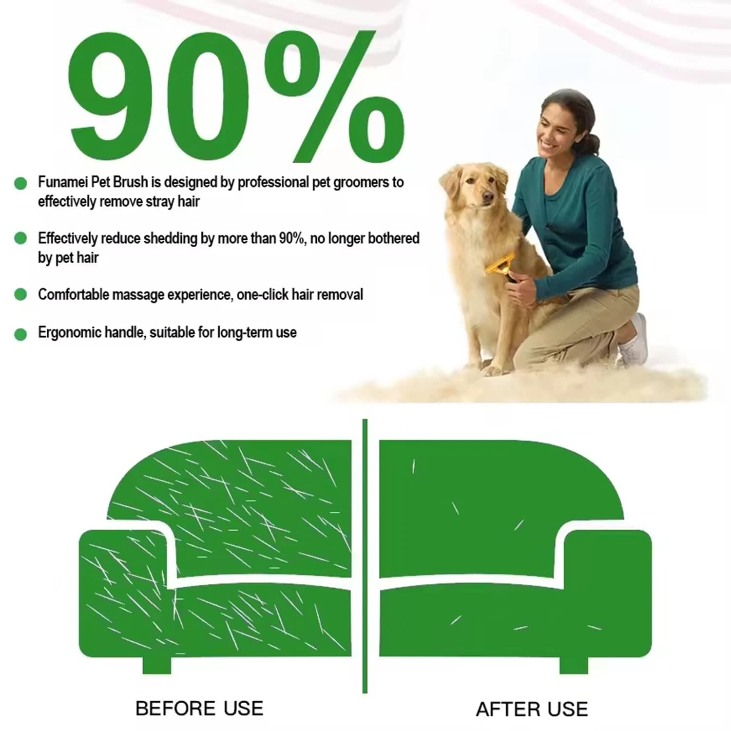 Pet Deshedding Brush with Curved Edge