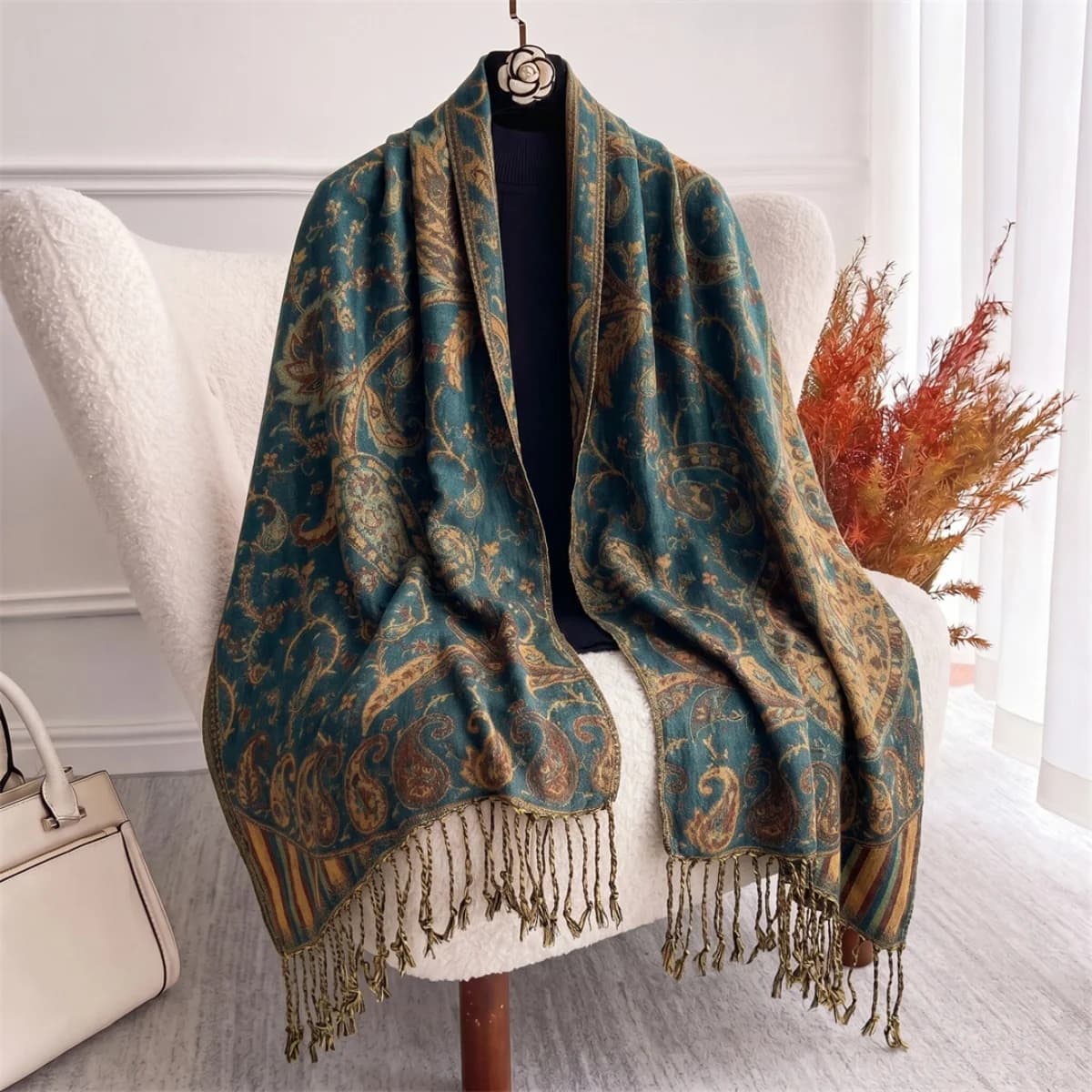 Pashmina Botanical Print Scarf Wrap Shawl