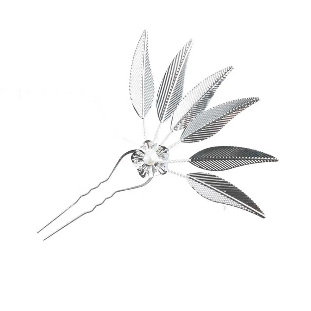 Hair Accessories Leaf Flower Girl Hair Accessories Metal Hair Sticks Thai Headdress Ancient Style Headwear U Shape Hairpin
