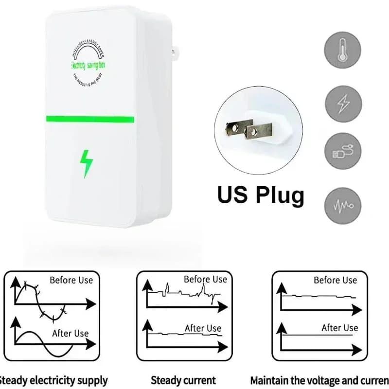 Home Pro Power Energy Saver with Stable Voltage US/UK/EU Plug - Household Electricity Energy Efficient Device
