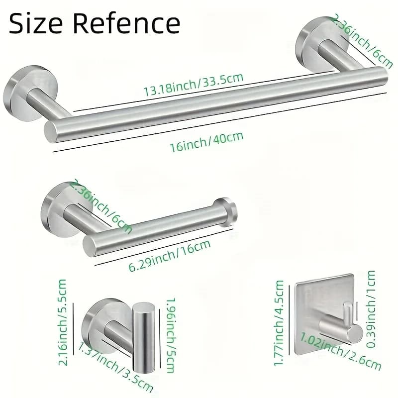 Bathroom Hardware Set Accessories Wall Mounted Stainless Steel Towel Bar Towel Ring Toilet Paper Holder Hook Bathroom Kit