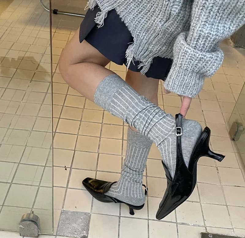 Women's Cotton Knee High Socks Black