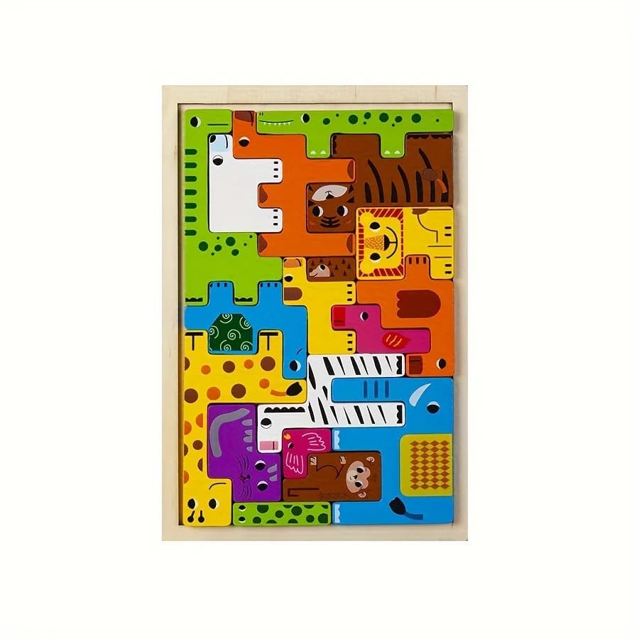 Wooden Block Puzzle Set Animal Tangram Game