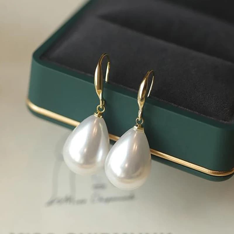 Water Drop Pearl Hook Earrings