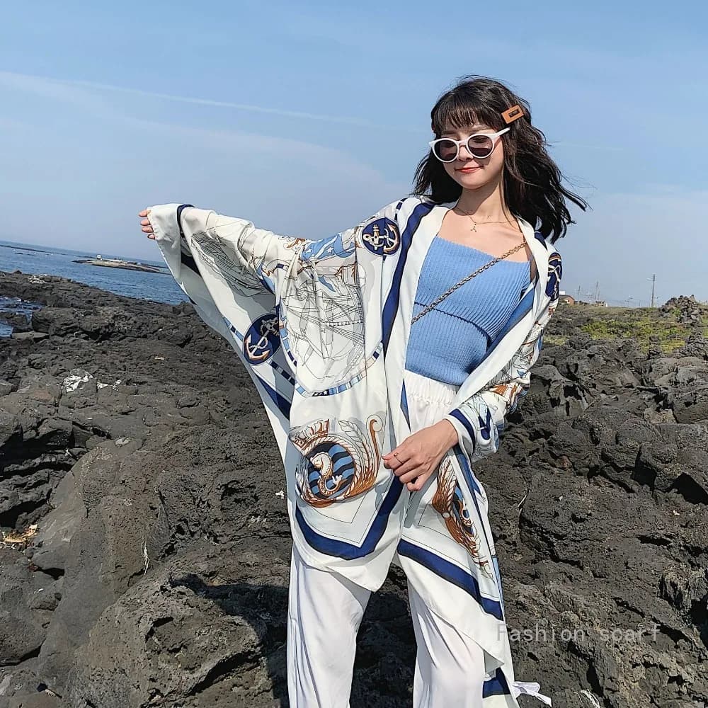 Sunscreen Beach Scarf Seaside Silk Scarf Versatile Summer Thin Oversized Shawl Dual-purpose Scarf Girls Travel Decorative Scarf