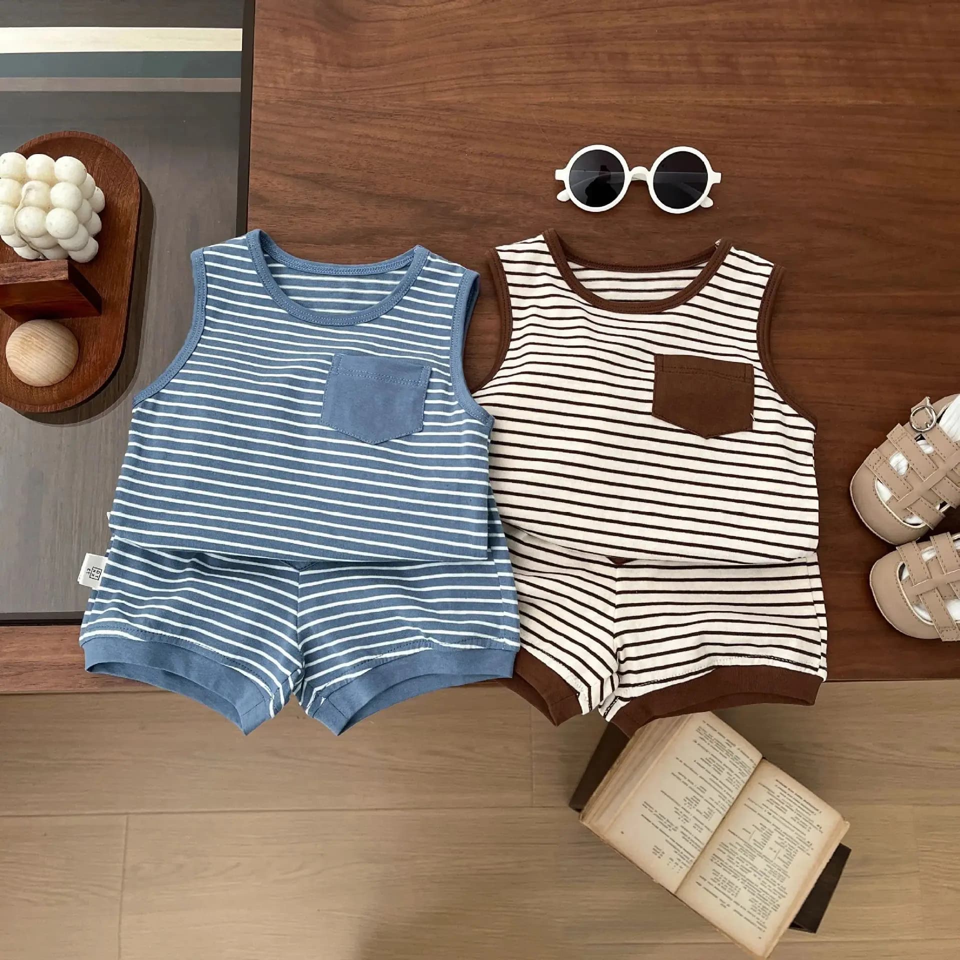 Kids Striped Two Piece Summer Outfit Set