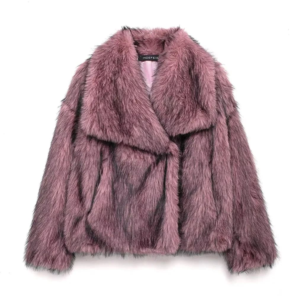 Women's Cropped Faux Fur Cardigan Coat