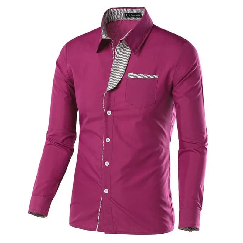 Men's Slim-Fit Long Sleeve Business Shirt
